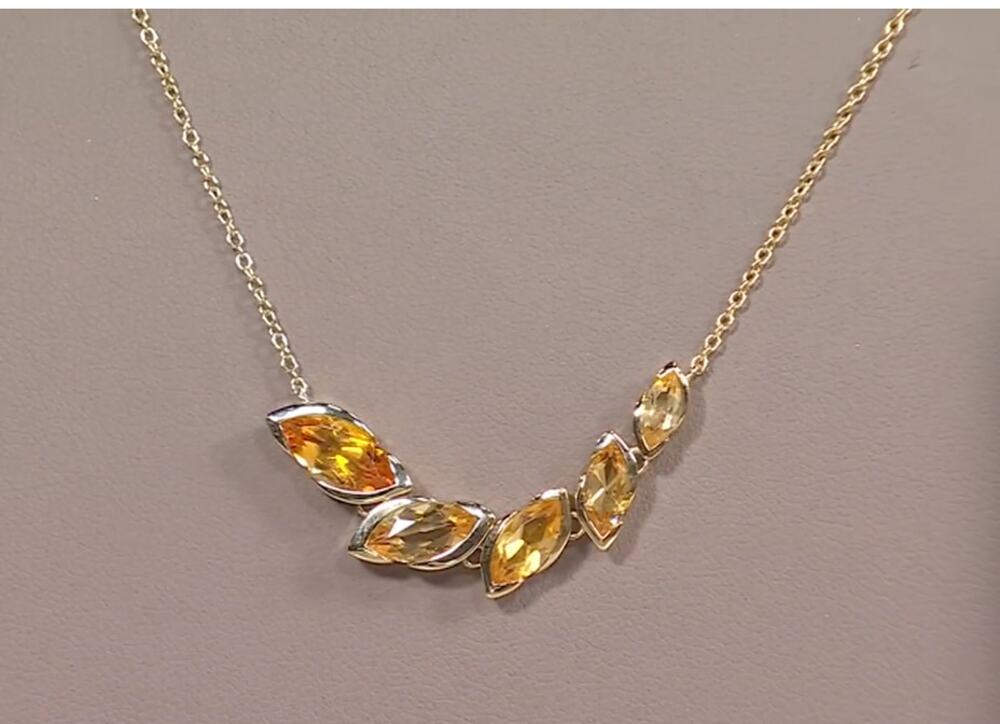 Affinity Gems Gradient Semi-Bezel Necklace, 14K Plated, Citrine
